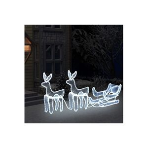VIDAXL Cordon lumineux de Noël 2 Rennes et traîneau en maille 648 LED - Publicité