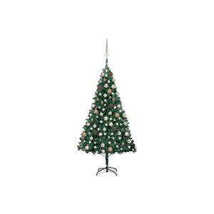 VIDAXL Arbre de Noël artificiel pré-éclairé et boules vert 180 cm PVC - Publicité