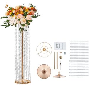 2PCS Support de Fleurs de Mariage 90 cm Porte-fleurs en Cristal Centre de Table Mariage Luxueux Vase Métal Doré Présentoir Floral pour Réception Événements Décoration de Fête à la Maison Hôtel