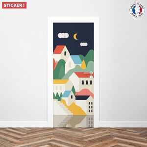 Sticker Porte Village Minimaliste - 204 x 83 cm - Publicité