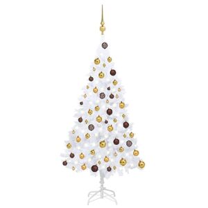 vidaXL Arbre de Noël artificiel pré-éclairé et boules blanc 120 cm PVC - Publicité
