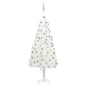 VIDAXL Arbre de No?l artificiel avec LED et boules Blanc 210 cm PVC - Publicité