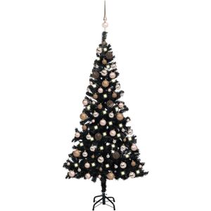 vidaXL Arbre de Noël artificiel avec LED et boules Noir 120 cm PVC - Publicité