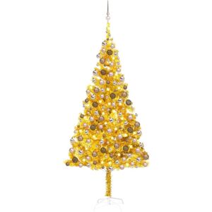 vidaXL Arbre de Noël artificiel avec LED et boules Doré 210 cm PET - Publicité