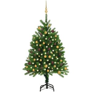 vidaXL Arbre de Noël artificiel avec LED et boules 120 cm Vert - Publicité