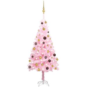 vidaXL Arbre de Noël artificiel avec LED et boules Rose 120 cm PVC - Publicité