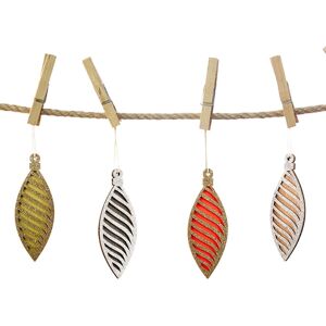 GIMOCOOL 5 Pcs Pendentif Sapin de No?l,Ornements en Bois pour Sapin de No?l Décoration de Feuille de Bois pour Arbre de No?l, décorations de scène saisonnière 4pcsParent5 Pcs 1- - Publicité