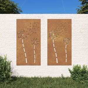 Vidaxl Décorations Murales De Jardin 2pcs 105x55 Cm Design De Fleur - Publicité