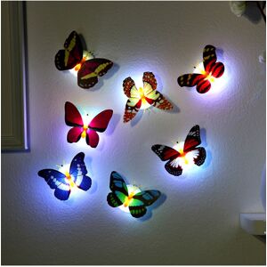 10 pcs Papillon Lumière Papillon LED Lumière Stickers Muraux pour Jardin Jardin Pelouse Fête Festive, 7,5 x 2,2 x 2,2 cm, Couleur Aléatoire - Publicité