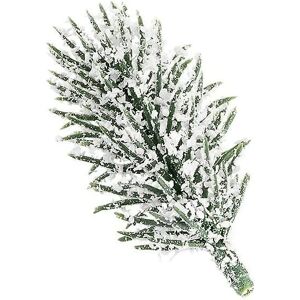 Lot de 20 branches de sapin décoratives - Enneigé - 6 cm de long - 20 branches de sapin artificielles décorées de flocons de neige - Décoration couronne de l'Avent - Pin vert Bo# - Publicité