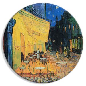 Tableau rond décoration murale image imprimée cadre en bois à suspendre - Café Terrace at Night Vincent Van Gogh - View of a French Street 60x60 11_0012579 - Publicité