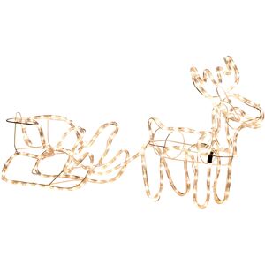 Outsunny Silhouette Renne Lumineux avec traîneau - Renne et traîneau Lumineux de Noël - décoration LED extérieure de Noël - 192 LED Blanc Chaud