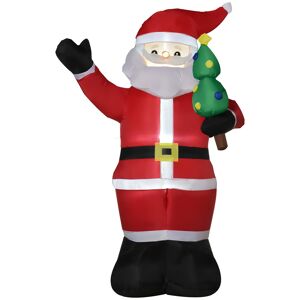 Outsunny Père Noël gonflable LED 245 cm avec sapin de Noël polyester imperméable rouge vert