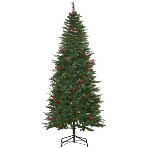 HOMCOM Sapin de Noël artificiel 210 cm 746 branches avec houx + support pied pliable vert