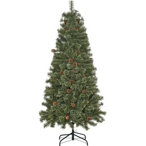 HOMCOM Sapin de Noël artificiel 180 cm 450 branches 28 pommes de pin+ support pied hauteur vert