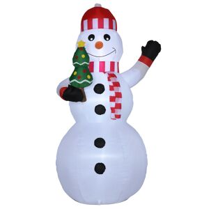 Outsunny Bonhomme de neige gonflable 3 LED hauteur 180 cm avec sapin de Noël polyester imperméable - blanc