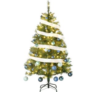 HOMCOM Sapin de Noël artificiel lumineux LED x 160 blanc chaud 8 modes d'éclairages support acier 418 branches 150 cm vert