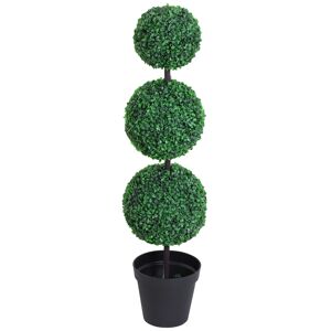 Outsunny Buis artificiel plantes artificiels en forme de boules Ø 30 x 112 cm Vert