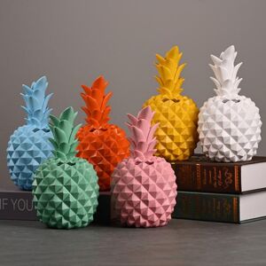 Tirelire Imitation ananas, Pot d épargne en résine, ornement artisanal de bureau, décor - Publicité
