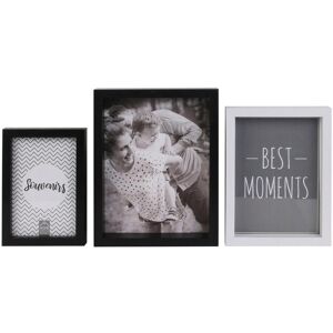 [R2485] - Set de 3 cadres photo bois  Boho  noir blanc (encastrables) - 22x17x4 cm