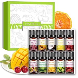 Lot de 10 huiles essentielles de fruits pour diffuseur d aromathérapie, yoga, massage, soins de la peau, fabrication de bougies et de savons, coffret cadeau d Halloween