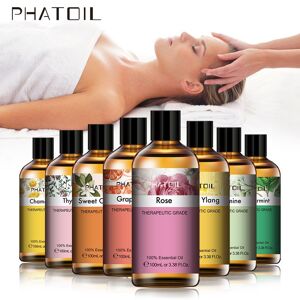 100ML Rose Vanille Lavande Huile Parfumée pour Diffuseur Bain Soins de la Peau Purificateur d Air Menthe Poivrée Eucalyptus Arbre à Thé Huile Essentielle Pure