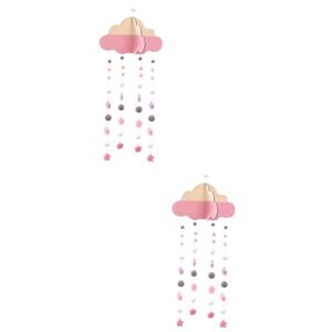 Zerodeko 2 Pièces Suspension Chambre d'enfant pépinière de guirlandes de Nuages décor Suspendu Pendaison la Chambre des Enfants tenture Plafond Bambou Rose - Publicité