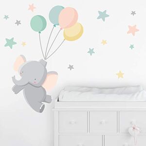 StarStick Stickers pour enfants Le petit éléphant avec des ballons T4 Géant - Publicité