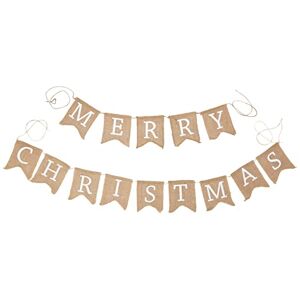 Ginger Ray - Christmas Bunting Noël Rustique, Hessian Burlap Merry, Beige, One Size - Publicité