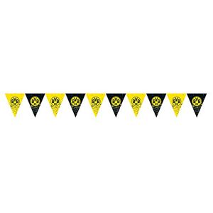 amscan - Ballon 9908535 fanions BVB, Taille 400 x 19,5 cm, Borussia Dortmund, en Plastique, Drapeau, Guirlande, décoration à Suspendre, Football, fête, Anniversaire, 10263817, Noir/Jaune - Publicité