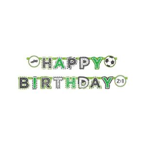 amscan -9903023 Ballon de Football Guirlande de Lettres en Papier Happy Birthday Kicker Party 200 x 15 cm, 9903023, Multicolore, Taille Standard - Publicité