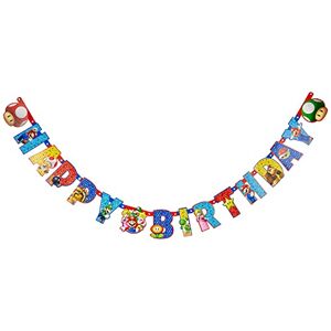 amscan - Nintendo Guirlande articulée Happy Birthday Personnalisable 190 x 18 cm Supermario, 11012019, Multicolore, Taglia Unica - Publicité
