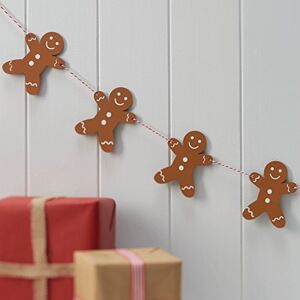 Ginger Ray -Gingerbread Garland Banderole, Parfait pour Noël, Marron/Rouge/Blanc, one size - Publicité