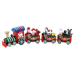 URFEDA Ornement Train en Bois Décoration de Noël, Petit Train de Noël en Bois Ornement Pendentif Train Deco Noel pour Chambre Salon Arbre Cadeaux de Vacances Enfants Mini Train de Noël Jouet Style B - Publicité