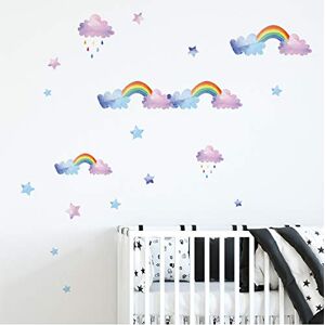 FHNLKFS Cartoon Cloud Rainbow Wall Stickers For Baby Kids Rooms Bedroom Wardrobe Home Decoration Mural Nursery Layout Stickers Wallpaper - Publicité
