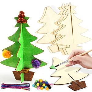 Bluelves 10 Pieces DIY Sapin de Noël en Bois Table Décoration,Sapin de Noël 3D en Bois,Arbre de Sapin de Noël Ornement De la Maison Cheminée,Loisirs Créatifs Décorations de Noël pour Enfants - Publicité