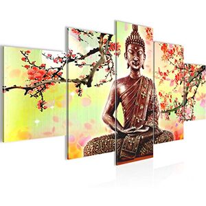 Tableau Bouddha Feng Shui 200 x 100 cm 5 Parties XXL Decoration Murale Dessin Coloré 500651c - Publicité