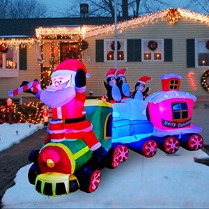 SEASONBLOW 8ft LED Gonflable Train de Noël avec Père Noël, décorations de pingouin Gonflables pour cour, jardin, pelouse intérieure, extérieur, maison - Publicité