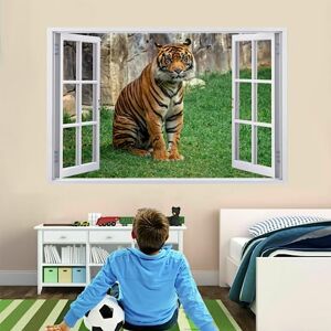 Kuletkear Sticker Mural 3D Tigre Autocollant De Tatouage Mural Brisé Décor De Chambre À Coucher Pour Garçons Autocollants Muraux Pour Bébé Pépinière Fille Enfants Chambre Mur Décors 110x70cm - Publicité