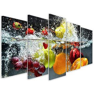 HXA DECO Tableau Multi Panneaux 5 Parties Made in France, Decoration Murale pour la Cuisine, Tableau Deco, Tableau Moderne, Tableau Cocktail De Fruits H2O, 150x80cm - Publicité