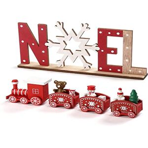 GWHOLE Decoration Noel Bois Train de Noel + Lettres Noël Petit Train Noel Deco Noel Décoration Noel Décoration de Noël pour Cadeau de Noel Decoration Interieur Décoration Noël Table Noel - Publicité