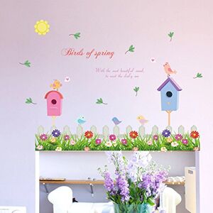 Wallpark Mignon Oiseaux Fleur Clôture Plinthe Amovible Stickers Muraux Autocollants, Enfants Bébé Chambre Pépinière DIY Décoratif Adhésif Stickers Mural - Publicité