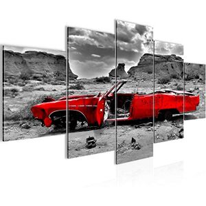 Tableau Voiture Grand Canyon 200 x 100 cm 5 Parties XXL Decoration Murale Dessin Gris Rouge 602251a - Publicité