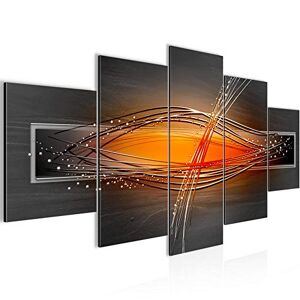 Tableau Abstrait 200 x 100 cm 5 Parties XXL Decoration Murale Dessin Gris Orange Noir 103351a - Publicité