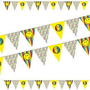 amscan Guirlande de fanions Smiley World 2 en Papier pour Anniversaire d'enfant et fête 3,3 m - Publicité