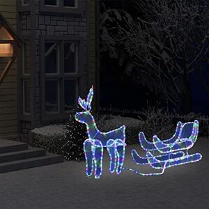 DJEKA Renne Lumineux Noël Exterieur Noël Renne Noel Exterieur Traineau Pere Noel Exterieur Lumineux cerf de Noel pour intérieur et extérieur -colourful-120 x 63 cm - Publicité