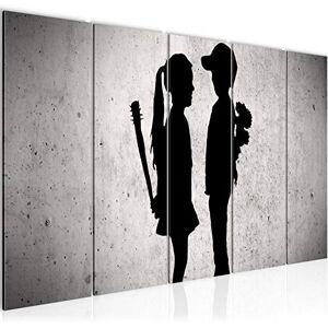 Tableau mural XXL Un Garçon Rencontre Une Fille 200 x 80 cm Gris 5 Parties Art Urbain 302155a - Publicité