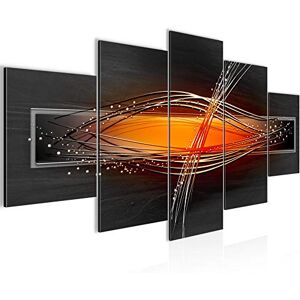 Tableau Abstrait 200 x 100 cm 5 Parties XXL Decoration Murale Dessin Gris Orange Noir 103351b - Publicité