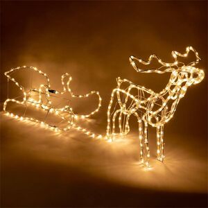 Renne a LED VOSS.garden, avec traîneau - Figurine de Noel 120cm, illumination de Noel en exterieur