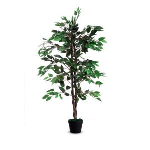 Paperflow Plante artificielle Ficus feuillage en polyester Vert, livré dans pot standard, Hauteur 120 cm Bleu turquoise